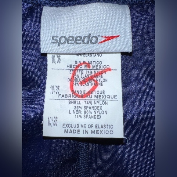 SPEEDO Racing Racer back Womens Bathing Suit Swimsuit Navy Blue White - Picture 8 of 8